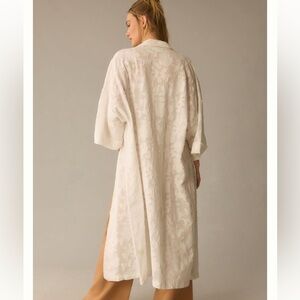 Anthropologie Textured Collared Kimono in White One Size